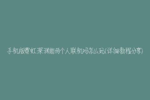手机版霓虹深渊能两个人联机吗怎么玩(详细教程分享)